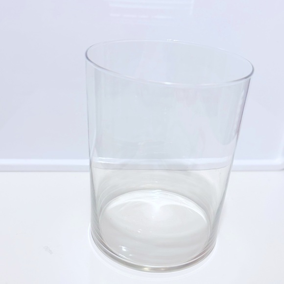 VINTAGE Minimalistic Large Wide Clear Glass Vase 8.5” - Picture 2 of 10